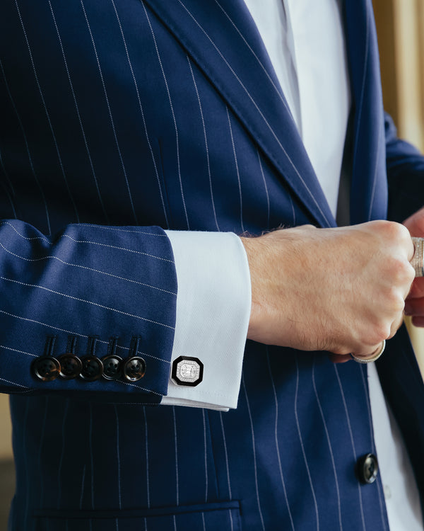 ‘Sharp’ - Diamond, White Gold and Black Enamel Cufflinks